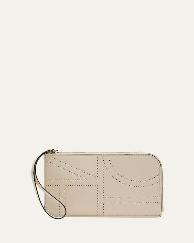 Mono Logo Zip Leather Wristlet